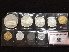 1966 AUSTRIAN MINT 9 Piece PROOF SET Original Plastic - NICE choice Set