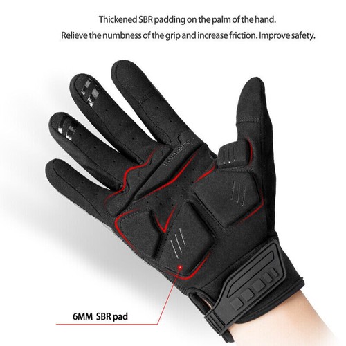 ROCKBROS Winter Warm Gloves Mountain Bike Gloves Cycling Gloves with 6MM Gel Pad - Picture 4 of 7