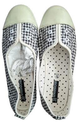 ROMIKA Damen Halbschuhe Slipper Ballerinas, schwarz-weiß, Baumwolle, Gr. 39, NEU