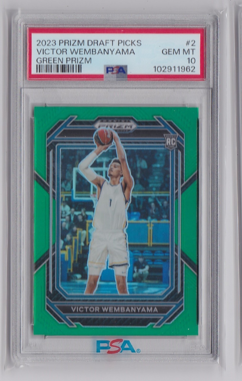 Victor Wembanyama Green #2 Rookie 2023 Panini Prizm Draft Picks PSA 10