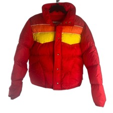 Vintage Liberty Bell 80s Y2k Bright Red Puffer Jacket Ski Wear Coat Womens Lg