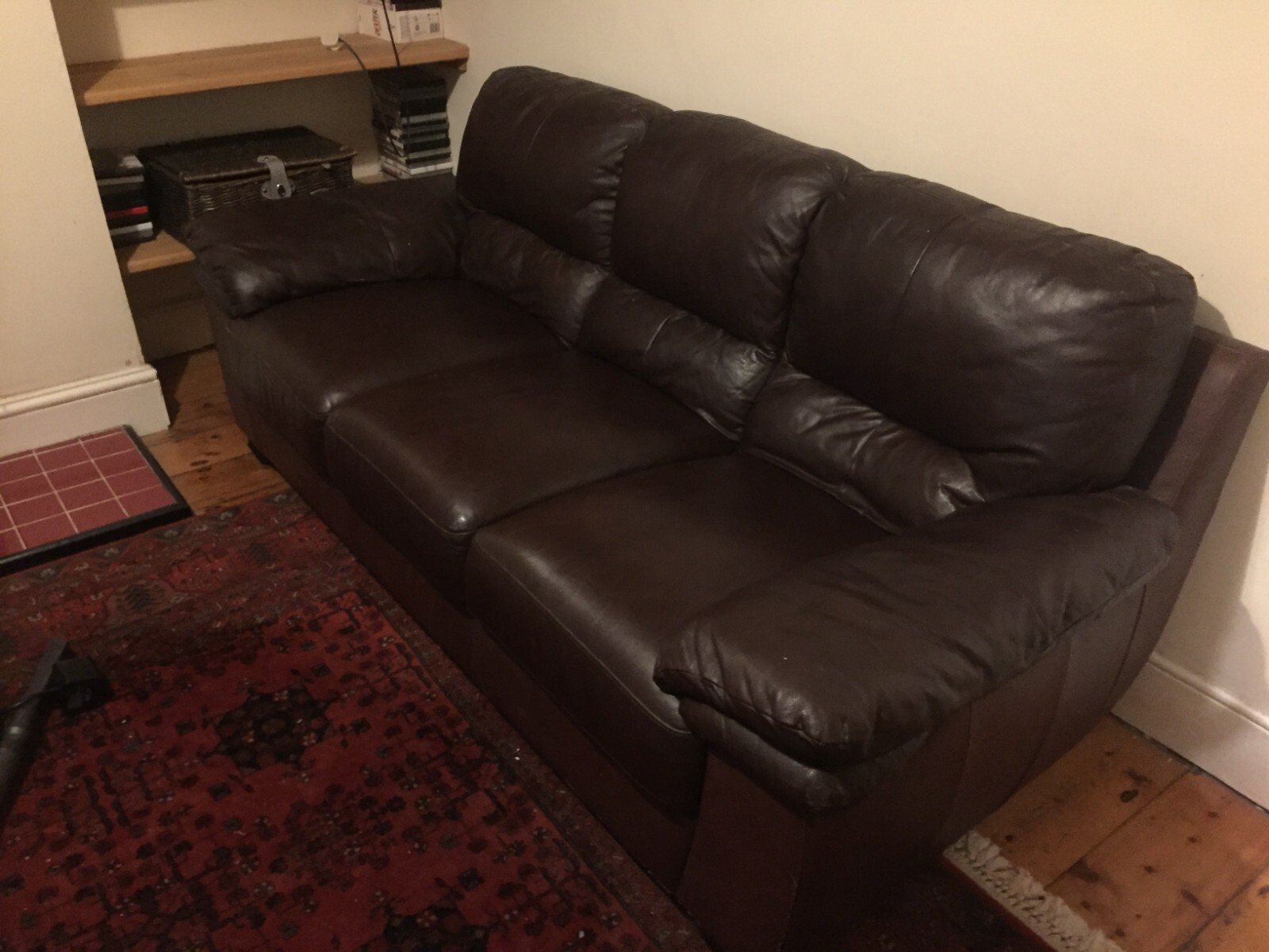 Harveys Brown leather three seater sofa rrp 689 eBay