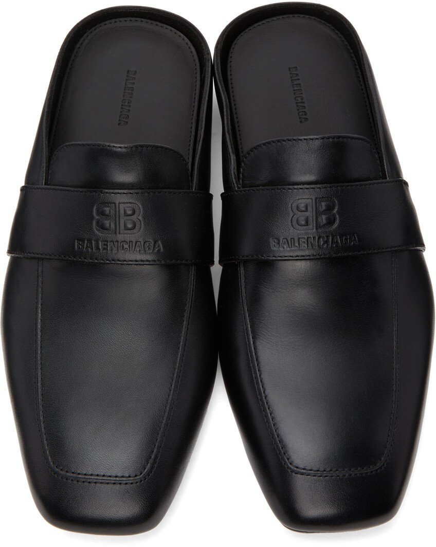ローファー・オックスフォード BALENCIAGA SS25 Loafers & Slippers (825737 WBSA81010) Balenciaga Black Leather City Loafers Size US 7M or EU 40