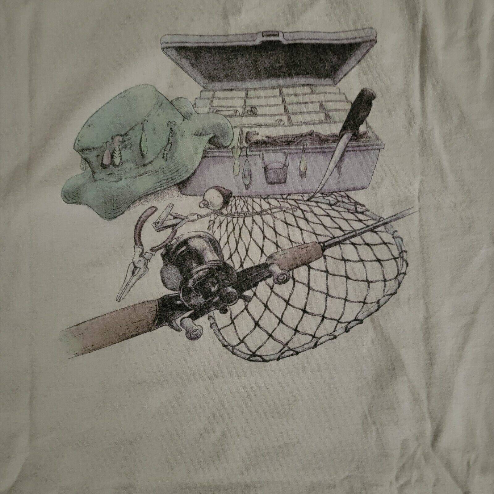 Lifeforms T-shirt Large Mens Fisherman Fishing Double Sided Shirt Outdoor Green 