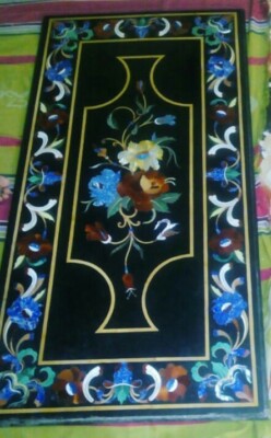 3'x2' black marble table top coffee center fancy inlay mosaic home ...