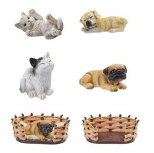 Dekofigur Haustiere, Katze Hund 3,5 - 5 cm Tiere, Miniatur Deko, Hobbyfun