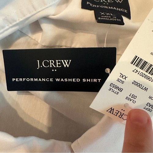 J. Crew Factory White Slim Short Sleeve Flex Performance Washed Shirt Sz XXL NEW - Picture 6 of 10
