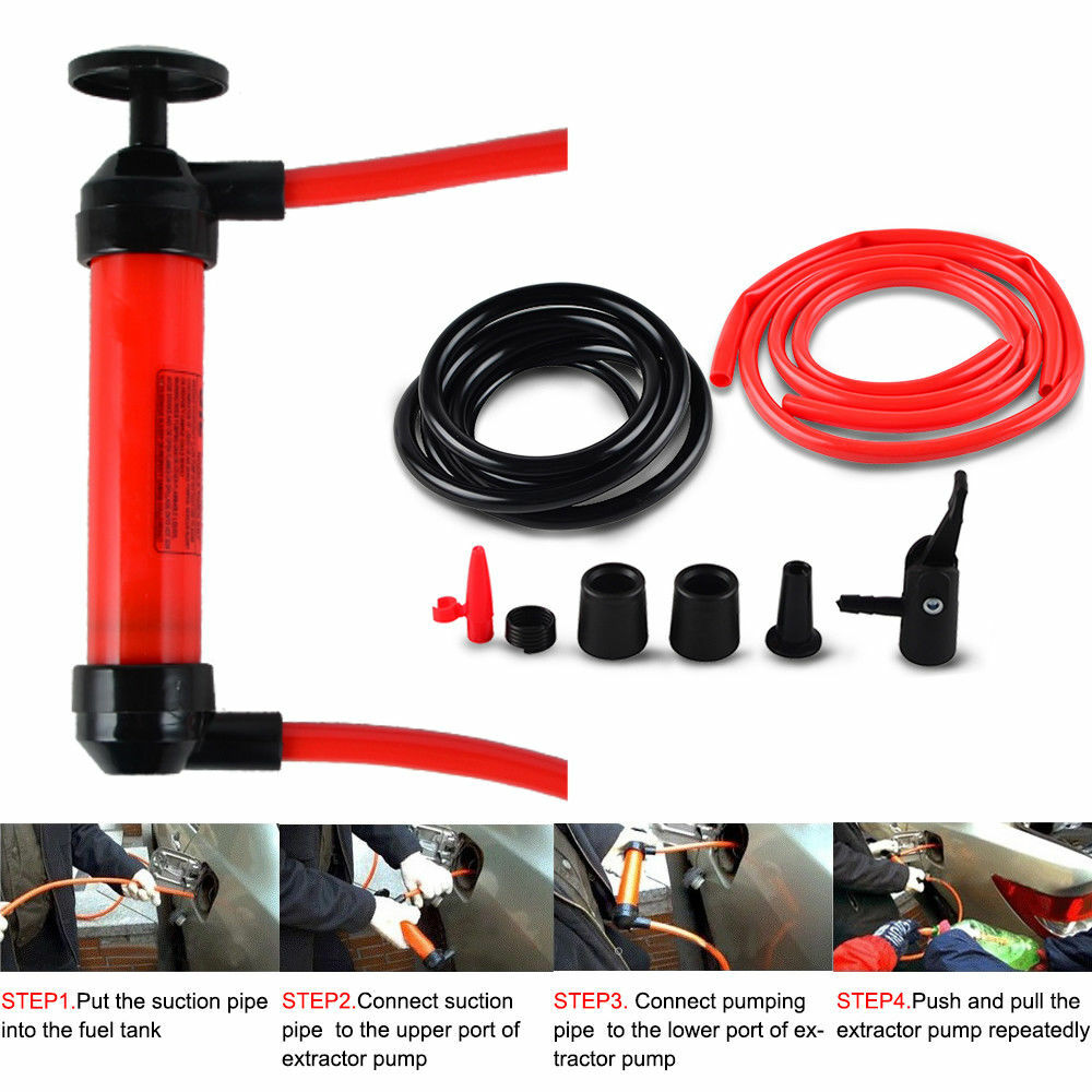 HAND TRANSFER SIPHON SYPHON & AIR PUMP FUEL OIL WATER DIESEL FLUID EXTRACTOR KIT eBay