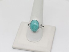 Navajo Handmade Sterling Silver  Turquoise Ladies Ring Size 10.5
