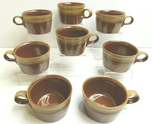 (8) Mikasa Potters Art Ben Seibel Organic Brown Cups Set Vintage Coffee Mugs Lot