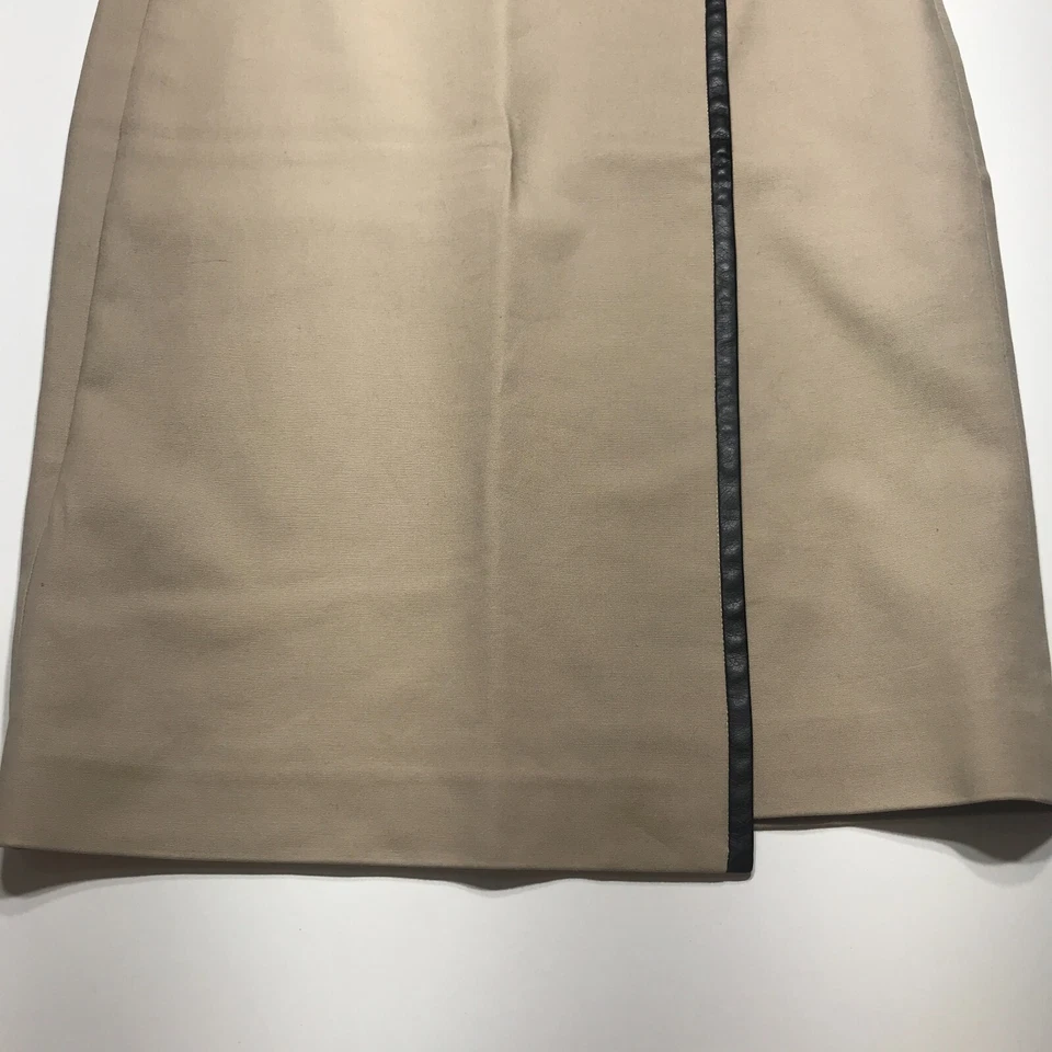 Traje Falda Anne Klein Mujer Talla 0 Bronceado Imitación Envoltura Cuero Borde Lápiz Foto 4 de 4