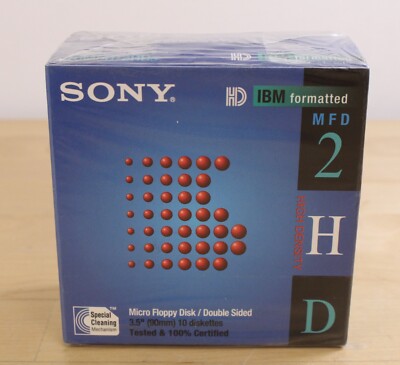 NEW & SEALED Sony 3.5'' Floppy Disk 10-Pack 1.44MB 2HD IBM Formatted 10MFD-2HD