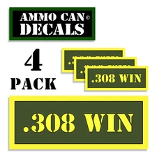 308 WIN Ammo Can 4x Labels Ammunition Case 3"x1.15" stickers decals 4 pack AG
