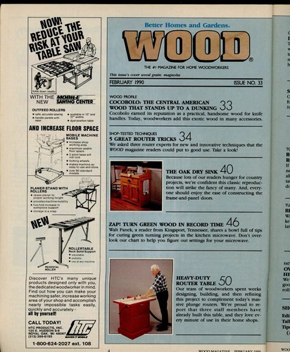 WOOD MAGAZINE FEB 1990 #33 ROUTER SPECIAL, DRY GREEN BOWLS, PROJECTS GALORE! - Imagen 2 de 3