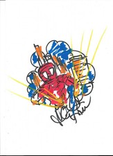 Charles Fazzino "Spiderman" Zeichnung mit Autogramm signed A4 Karteikarte