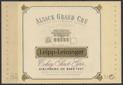 ETIQUETTE TOKAY PINOT GRIS - LEIPP-LEININGER 1997 - Vin D'ALSACE