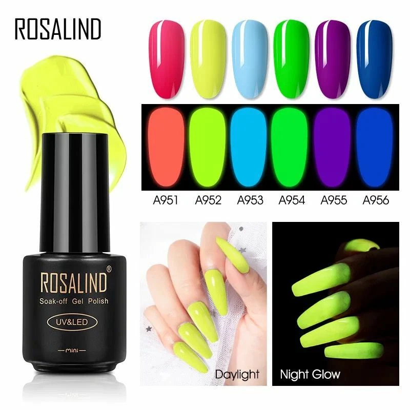 Glow in the Nail Gel LUMINOUS Neon Colours Night Glowing UK | eBay