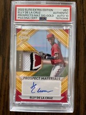 2022 Panini Elite Extra Edition Elly De La Cruz Prospects Materials Gold PSA 