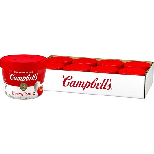 (8 Pack) Campbell's Vegetarian Creamy Tomato Soup, Microwavable Bowls, 15.4oz