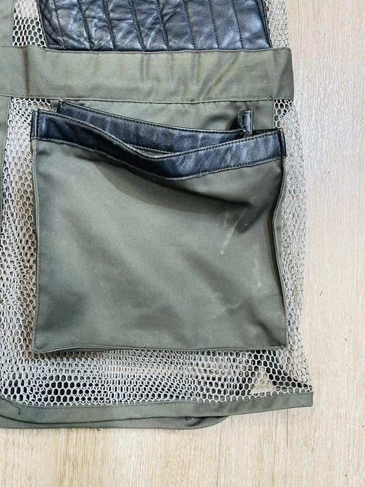 LL Bean Mens XXL Fishing Hunting Vest Outdoor Gear Canvas Mesh Leather - Image 3 of 4