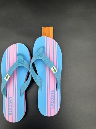 Vintage LACOSTE Womens Flip Flops Pink Blue Pastel 80's Look VERY Rare Size 8 - Picture 8 of 10
