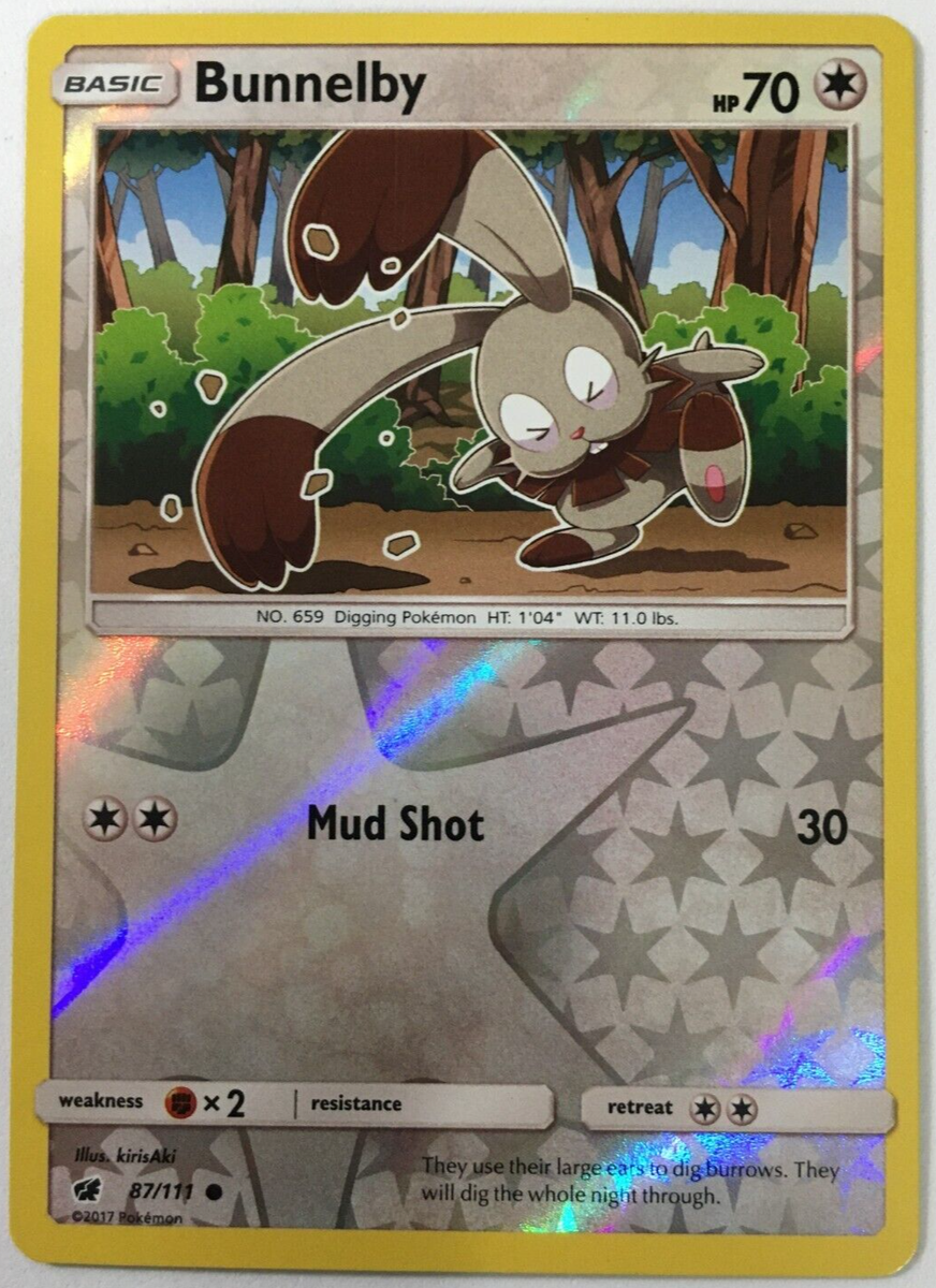 POKEMON BUNNELBY 87/111 CRIMSON INVASION COMMON REVERSE HOLO NEAR