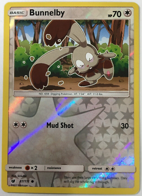 POKEMON BUNNELBY 87/111 CRIMSON INVASION COMMON REVERSE HOLO NEAR