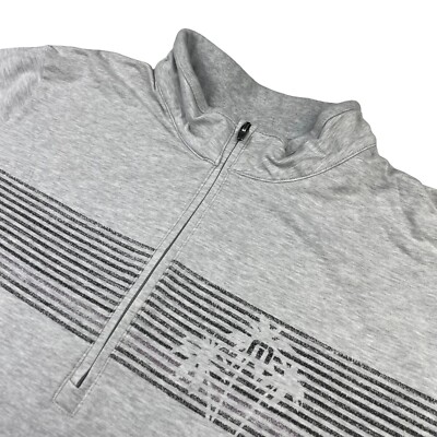 Travis Mathew Men's 1/4 Zip Golf Pullover Gray Palm Trees/Stripes
