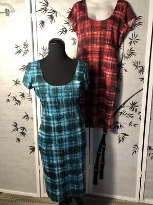2 Bailey Girl Size L Dresses Plaids Red & Blue Green. Free Shipping.