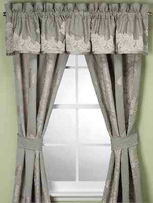 J. Queen ANASTASIA/Rhapsody Pole Top DRAPES VALANCE 5PC Set Pale Aqua