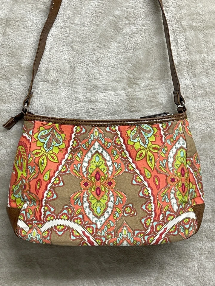 Bolso de Hombro Jaclyn Smith Bolso de Mano Cartera Cuero Sintético Borde Floral Lona Foto 4 de 4