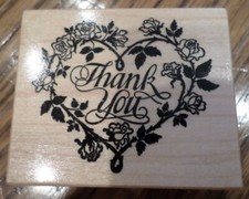 Romantic Floral Rose Wreath Heart F-664 Wooden Rubber Stamp