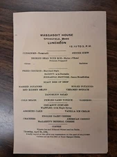 1904 Massasoit House Springfield Mass. Luncheon Menu