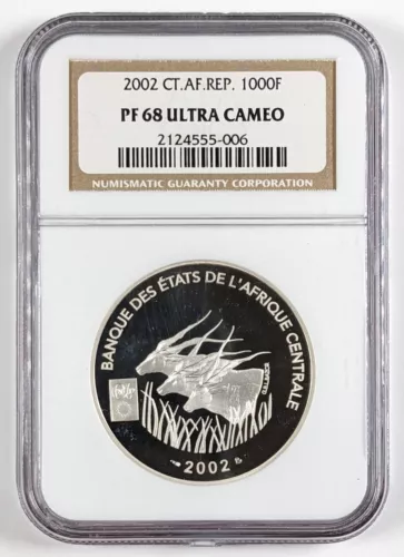 2002 Central Africa Republic Congo 1000 Francs NGC PF 68 Ultra Cameo