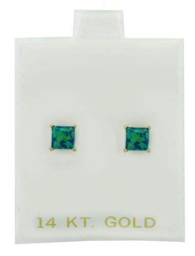 GENUINE 0.98 Cts OPAL STUD EARRINGS 14K GOLD - Free Certificate Appraisal - NWT