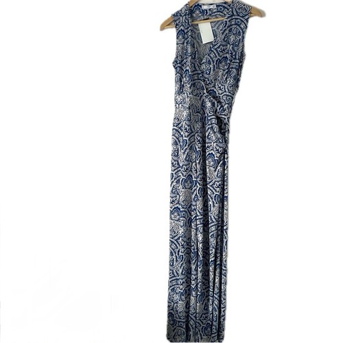 NUEVO Traje Mango MNG Paisley Envolvente Mono Azul Corbata Cinturón Cintura Para Mujer Talla XS - Imagen 3 de 11