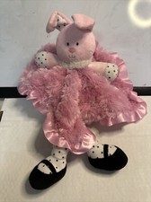 Pink Lovey Bunny Security Blanket Baby Starters Polka Dots Rattle W/legs