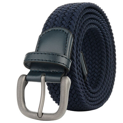Plus Size Big Men Belt 43inch To 67inch Stretch Braided Casual Blue  Elasticity