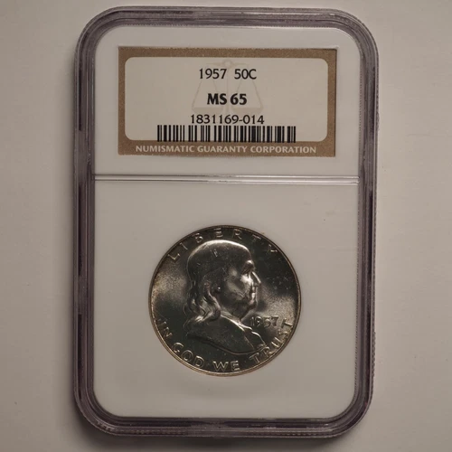1957 *P* Franklin Half Dollar NGC MS-65 - FREE SHIP! G1457