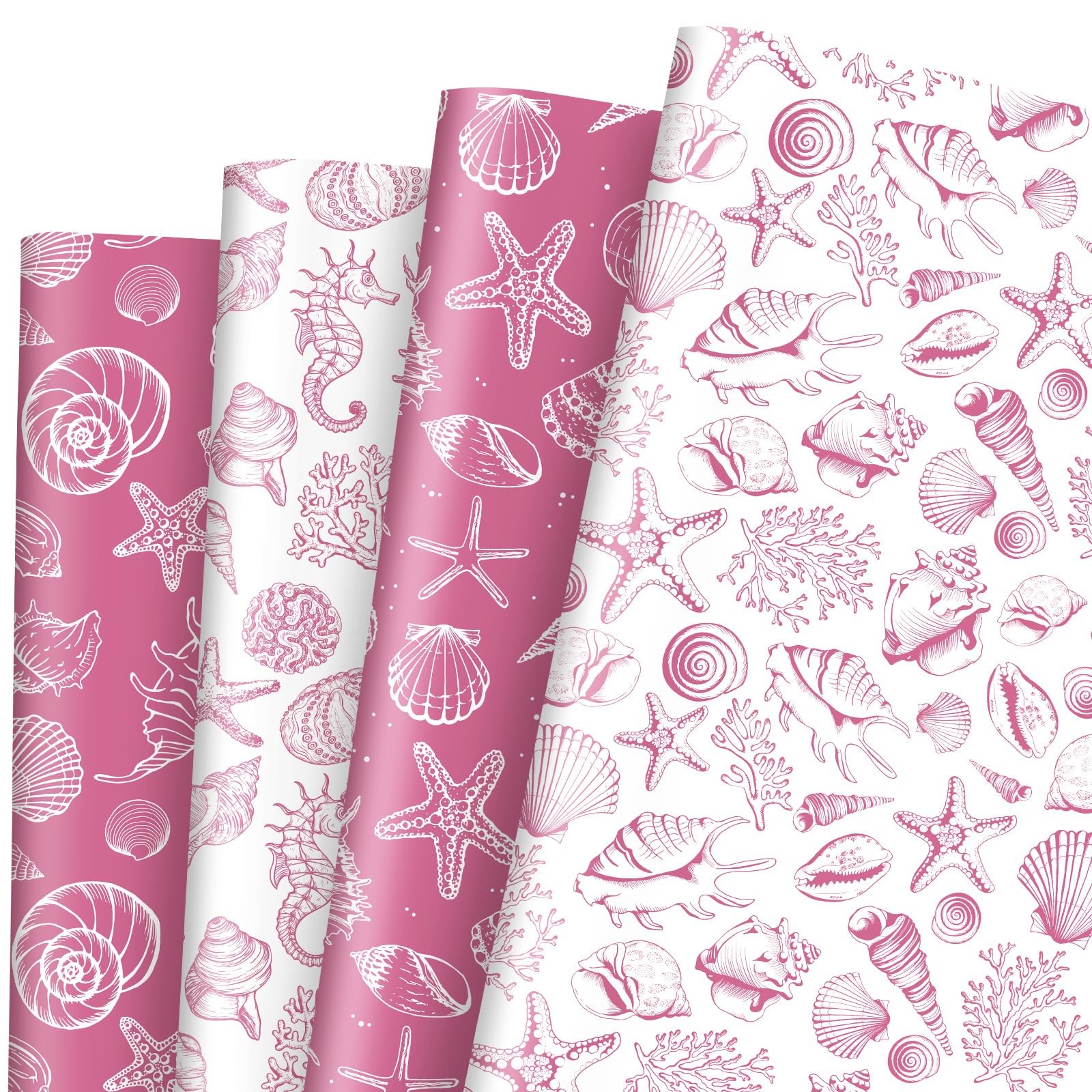 8 Sheet Not Roll White Pink Seashell Under Sea Art Gift