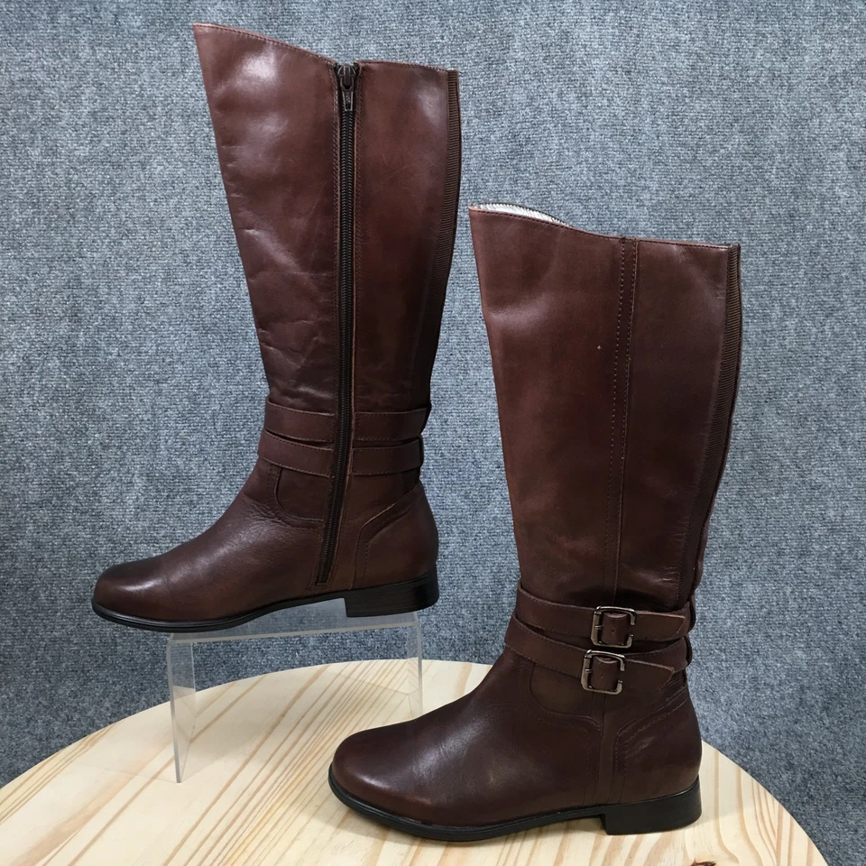 Botas de montar Hush Puppies para mujer 7,5 W hasta la rodilla cremallera lateral cuero marrón Foto 2 de 4