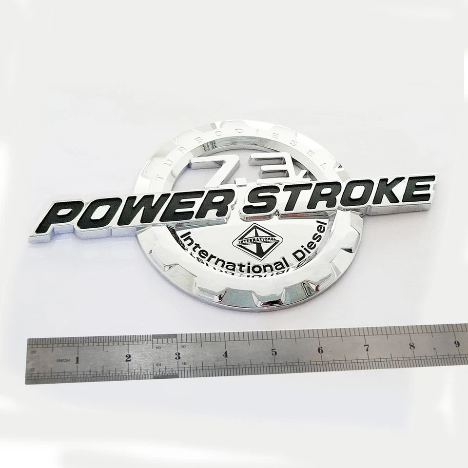 5 OEM 7,3 L POWERSTROKE + emblema internacional F-250 se adapta a insignia F250 cromada Foto 2 de 4