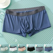 Breathable Men's Boxer Briefs Ice Silk Comfy Underwear Bulge Shorts Panties