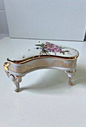 Vintage Limoges Piona Flora Design French Porcelain Lidded Trinket Box Large - Picture 10 of 17