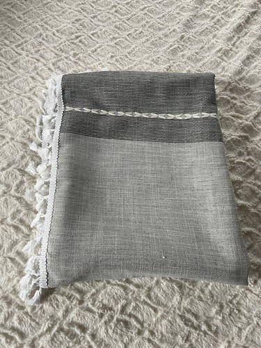 Zeemart Black Grey White Boho Tablecloth 60x84 Tassel Edge Modern Classic