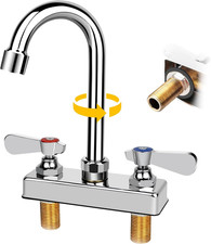 Commercial Bar Sink Faucet 4 Inch Center Deck Mount, 3-1/2" Gooseneck Swivel Spo