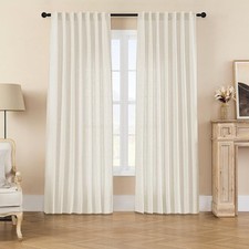 Linen Curtains 2 Panel Set,Light Filtering, Ivory on Linen Curtains 96 Inch