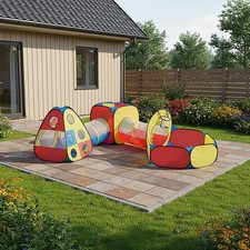 Kids Play Tents Pop Up Tunnel Baby Toddler Crawl Balls Pit Playhouse Portable