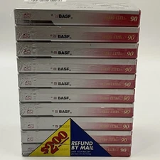 BASF Ferro Extra I 90 Minute Blank Audio Cassette Tape 10 Pack  New SEALED