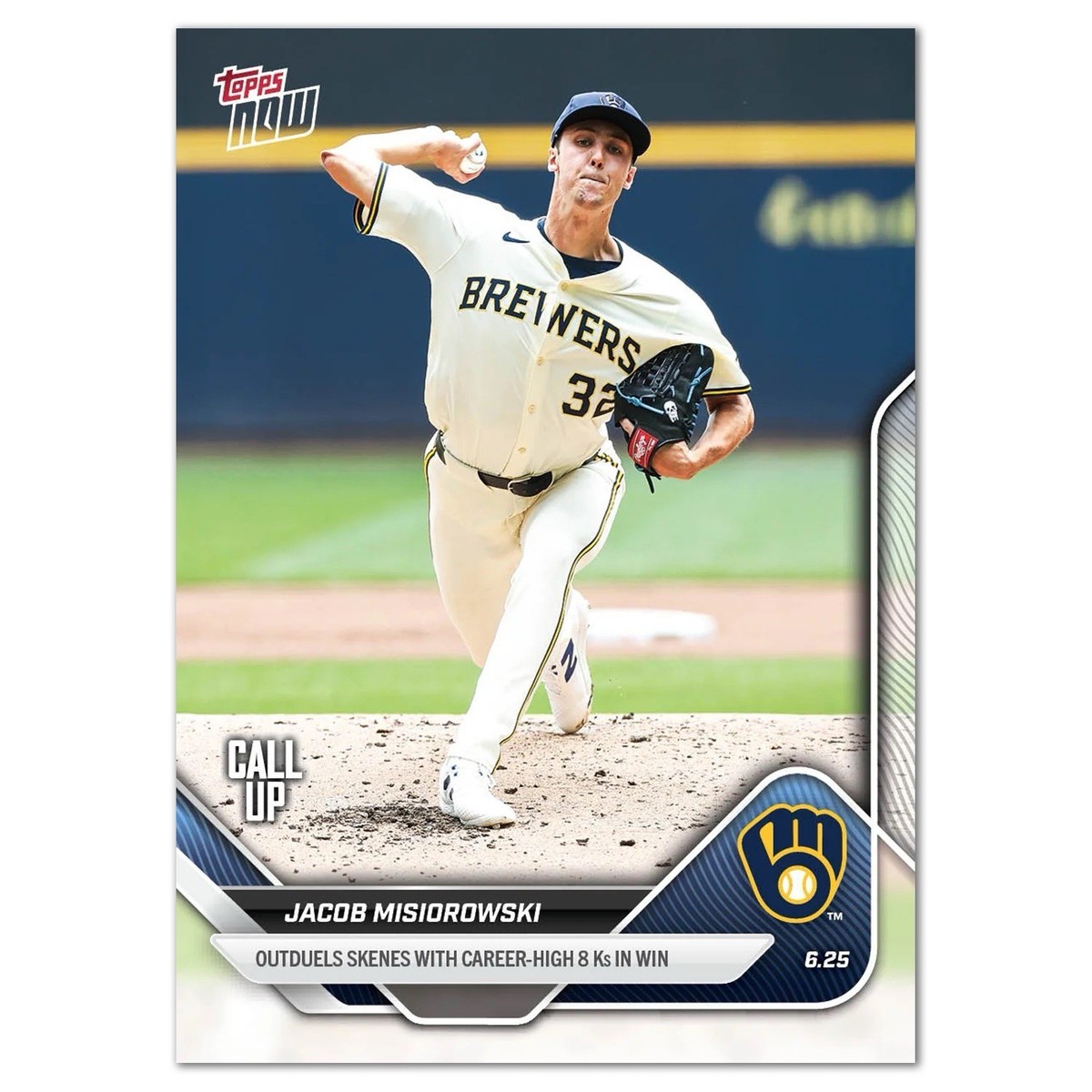 Jacob Misiorowski Call-Up Brewers 8 K's 2025 MLB Topps NOW Card